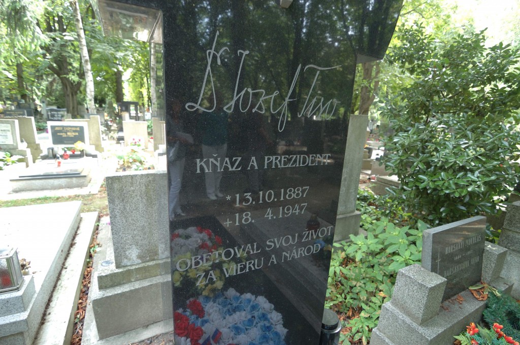 The grave of Jozef Tiso in Bratislava. Despite the fact that Tiso was the Führer/dictator of Slovakia during the WWII, the grave stone still speaks about a man who sacrificed his life to Catholic faith and Slovak nation.
